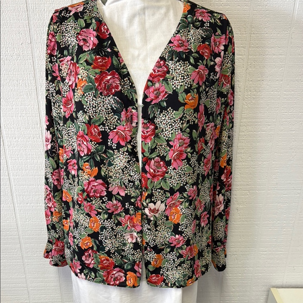 Floral Women's Top - Black and Pink